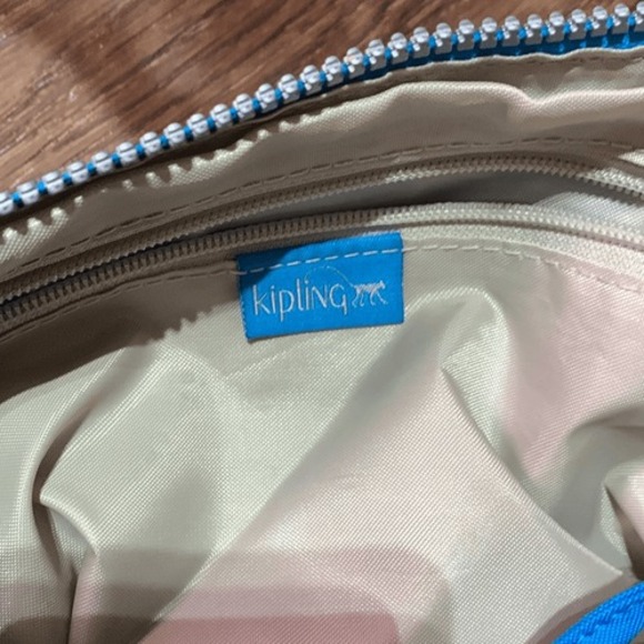 Kipling blue crossbody purse. Double zipper stone wash blue - Picture 7 of 12